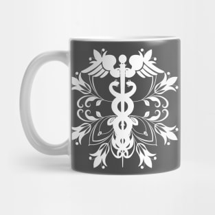 Abstract Floral Caduceus - White Mug